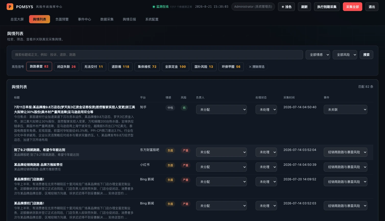 渠道风险监测平台 · 信号明细